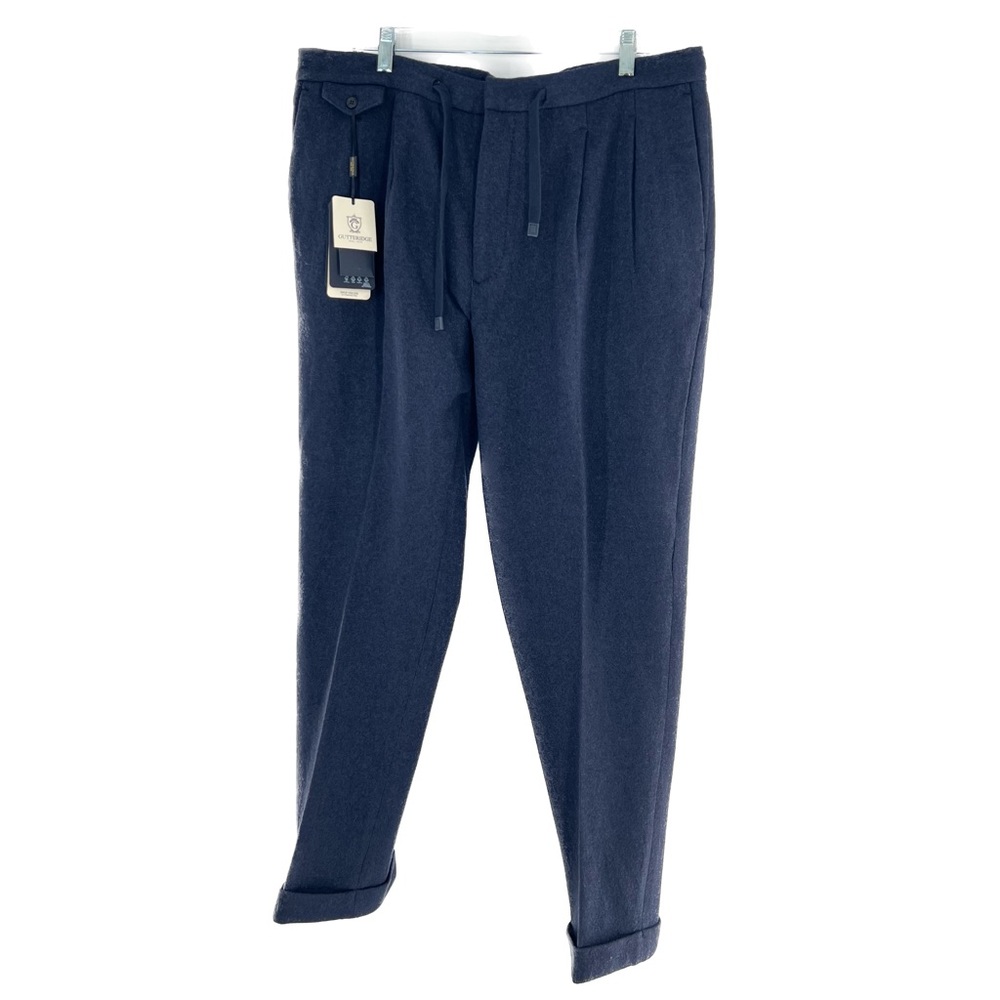 Gutteridge Men's Pure Wool Drawstring Trousers Navy Size IT 54 (US 38) NWT - Picture 14 of 14
